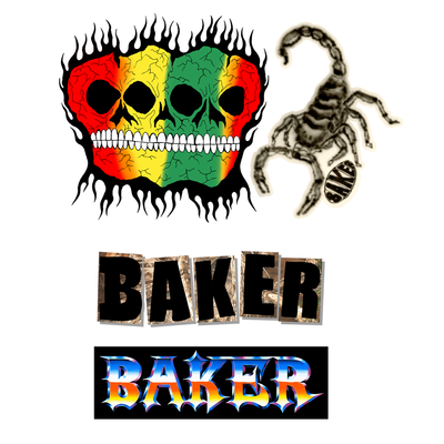 Baker Skulls N Stuff 4x Sticker Pack