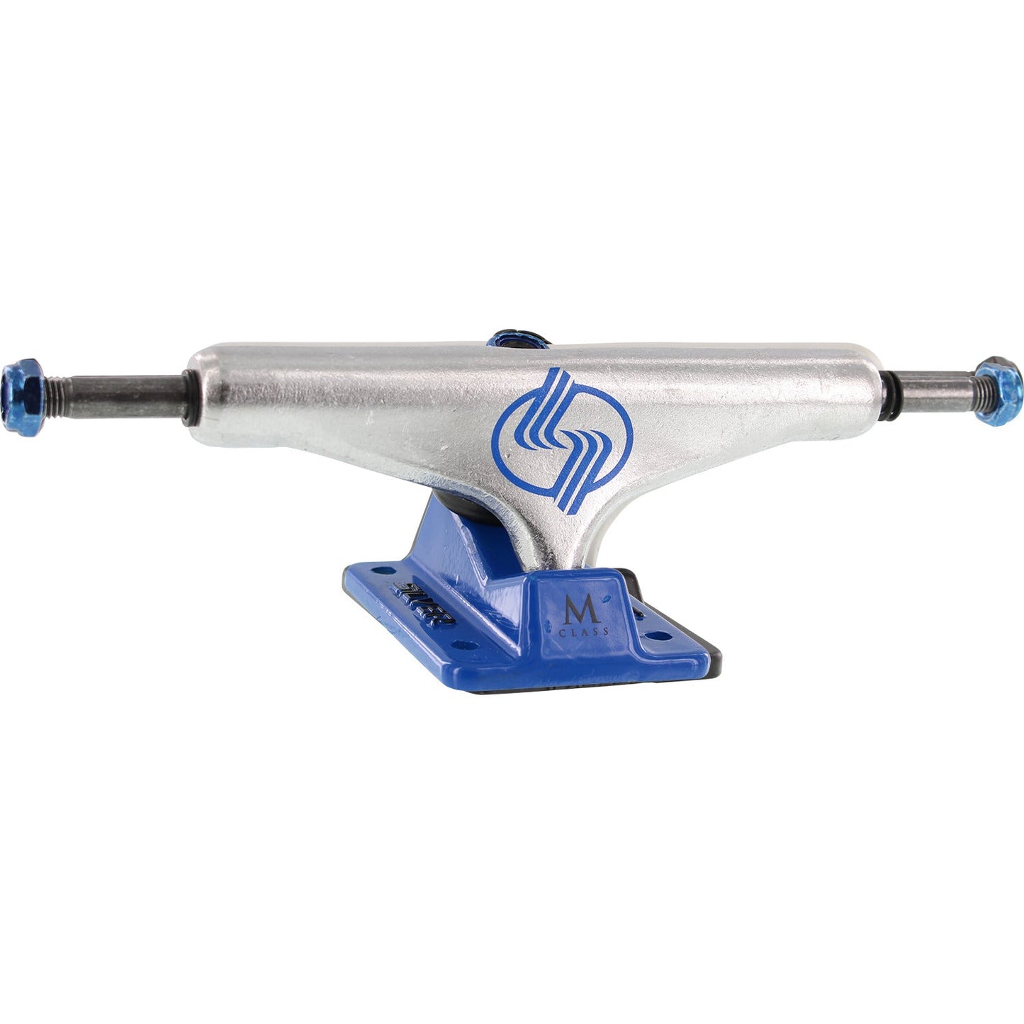 Silver M-Class Hollow Skateboard Trucks 7.75″ - Polished/Blue (Set of 2)