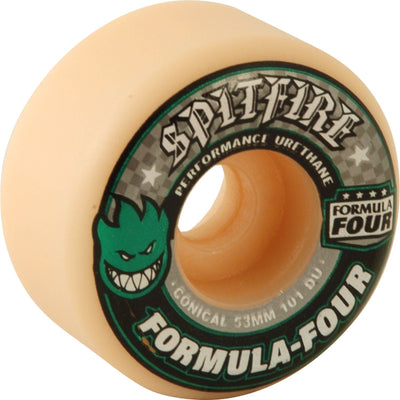 Spitfire Wheels F4 Conical 53mm 101a - White/Green/Black (Set of 4) - X747X