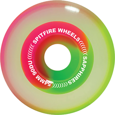 Spitfire Wheels Sapphires 90DU Cruiser 54mm - Pink/Green (Set of 4) - X747X