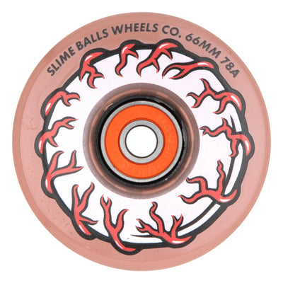 Slime Balls Pink Eyes Light Ups OG Slime Wheels 66mm 78a - Trans Pink (Set of 4) - X747X