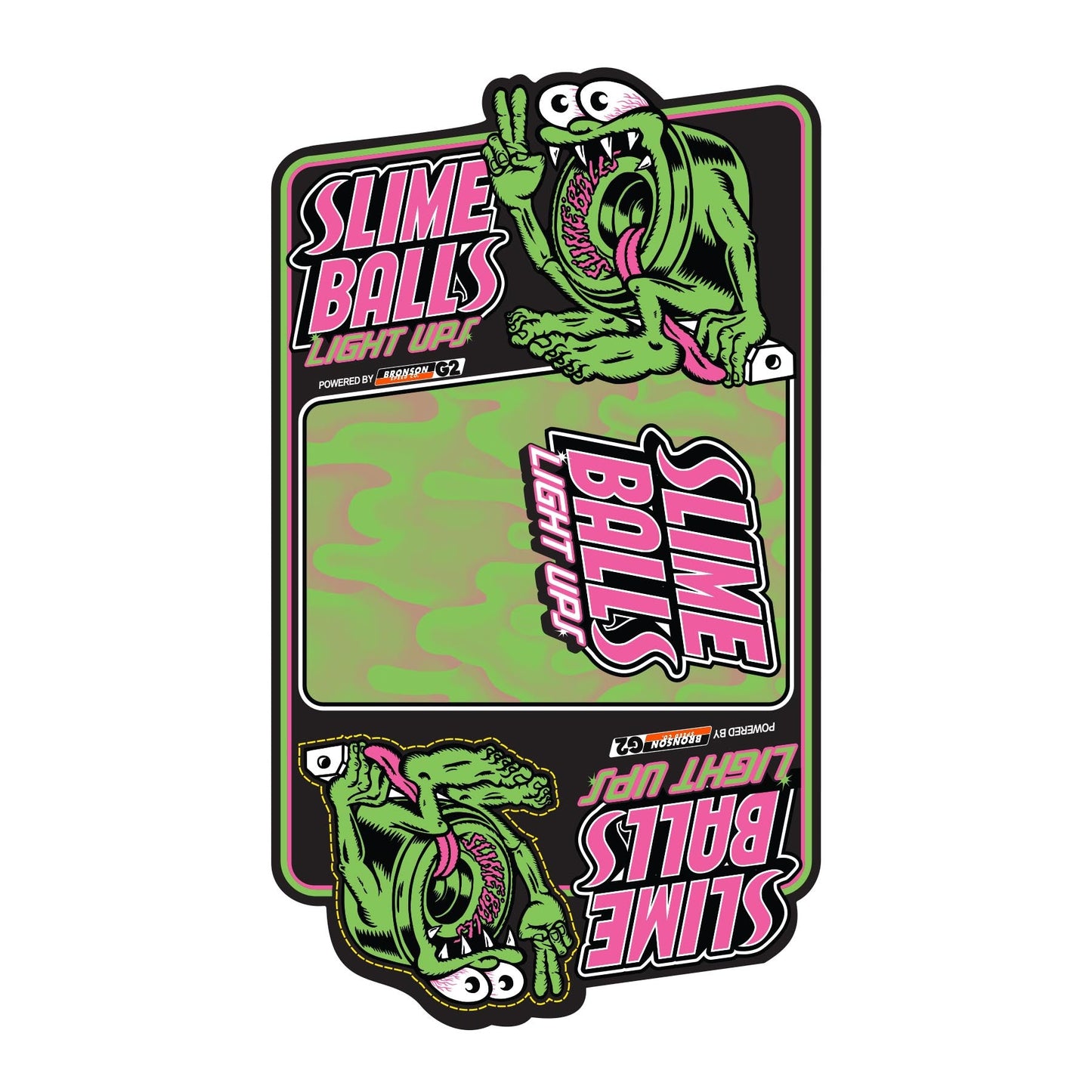 Slime Balls Gator Swamp Spew Light Ups OG Slime Pink 66mm 78a Skateboard Wheels