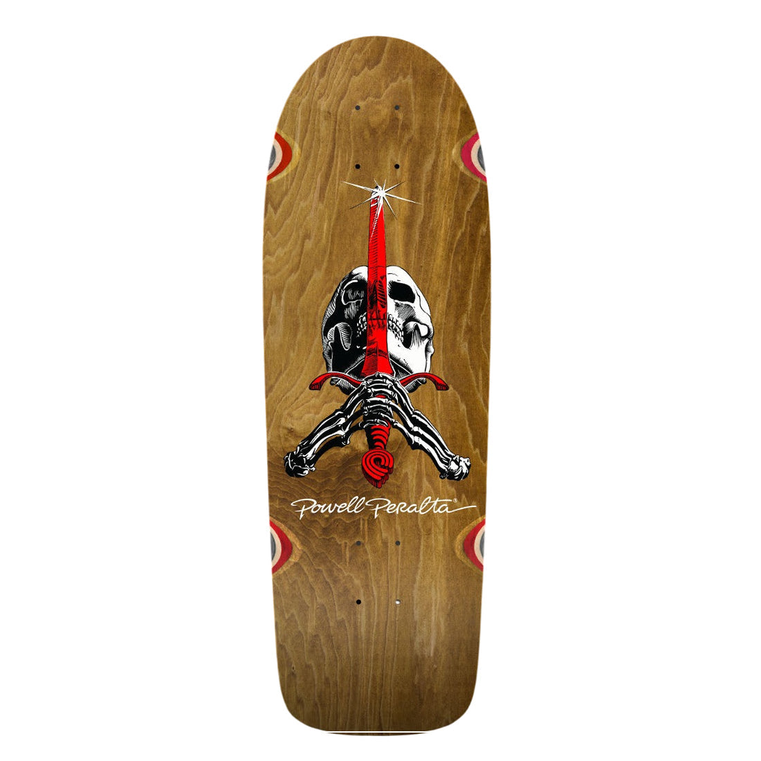 Powell Peralta OG Ray Rodriguez Skull & Sword Reissue Skateboard Deck - 10″ Brown Stain