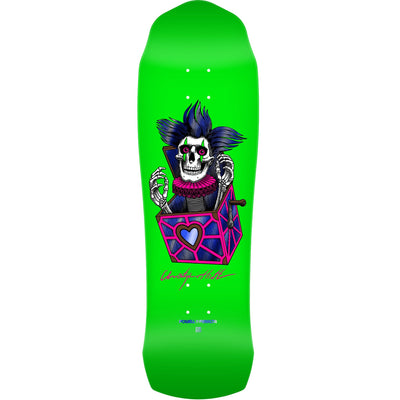 Powell Peralta Pro Chris Hiett Skull 7-Ply Maple Skateboard Deck - 9.5″ Neon Green/Blue Foil - X747X
