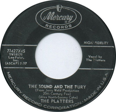 Platters, The – The Sound And The Fury / Enchanted Vinyl 7" Record *Used 1959 Release*