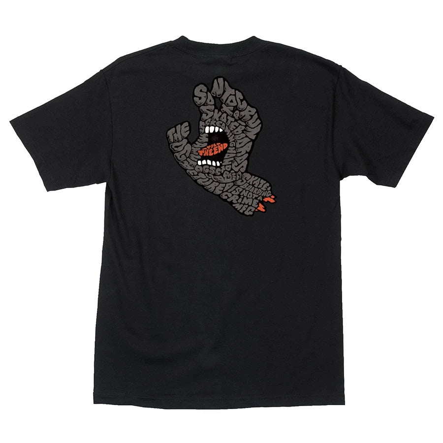 Santa Cruz Letter Hand Short Sleeve Mens T-Shirt - Black