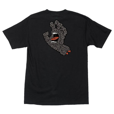 Santa Cruz Letter Hand Short Sleeve Mens T-Shirt - Black - X747X