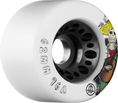 Rollerbones Day of The Dead Speed Wheel 62mm 96a - White (Set of 4) - X747X