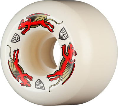 Powell Peralta Nano Rats AA2 Asymmetrical Shape Dragon Formula Wheels 54x39mm 93A - Off White (Set of 4) - X747X