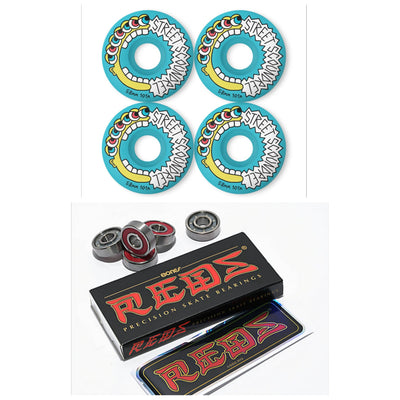 Street Plant "Street Scoundrels" 58mm 101a Skateboard Wheels + Bones Reds Bearings - X747X