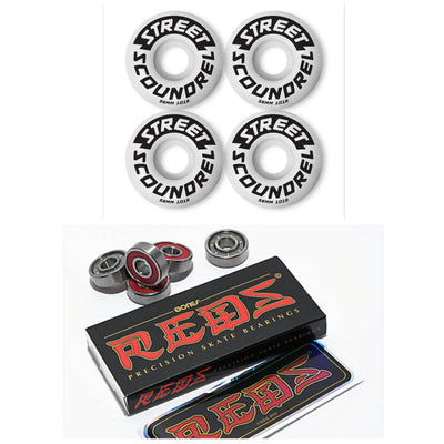 Street Plant "Street Scoundrels" 56mm 101a Skateboard Wheels + Bones Reds Bearings - X747X