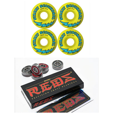 Street Plant "Street Scoundrels" 60mm 101a Skateboard Wheels + Bones Reds Bearings - X747X