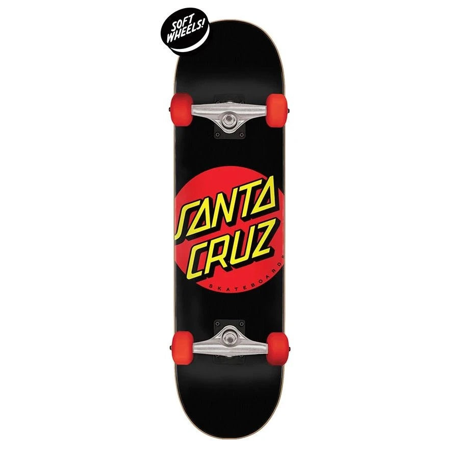 Santa Cruz Classic Dot Super Micro Complete Skateboard - 7.25" Black/Red