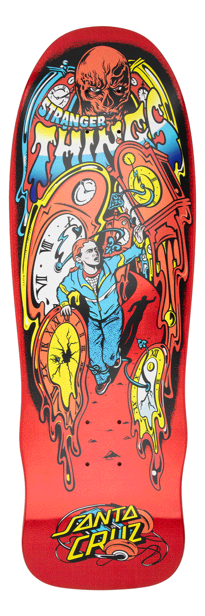 SANTA CRUX x STRANGER THINGS GRABKE MAX MELTING CLOCK 9.7" COMPLETE SKATEBOARD DECK - X747X