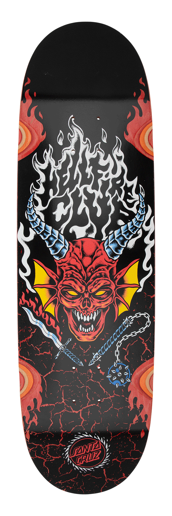 SANTA CRUZ x STRANGER THINGS HELLFIRE CLUB FLAMES 9" SKATEBOARD DECK - X747X