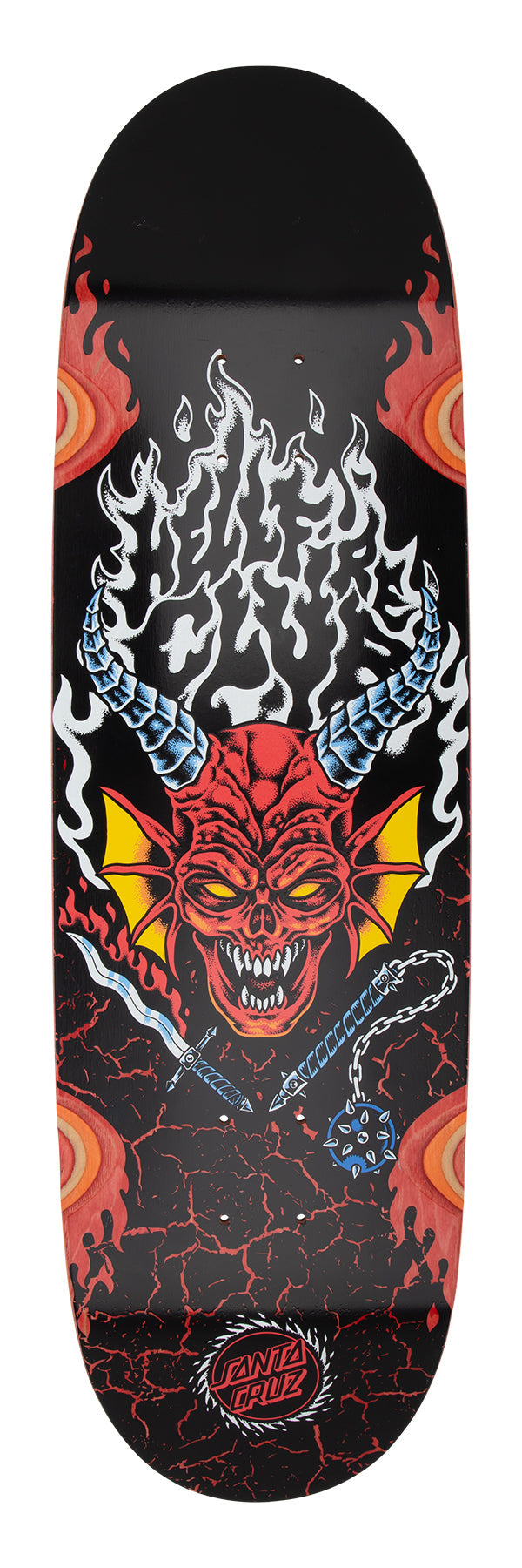 SANTA CRUZ x STRANGER THINGS HELLFIRE CLUB FLAMES 9" COMPLETE SKATEBOARD - X747X