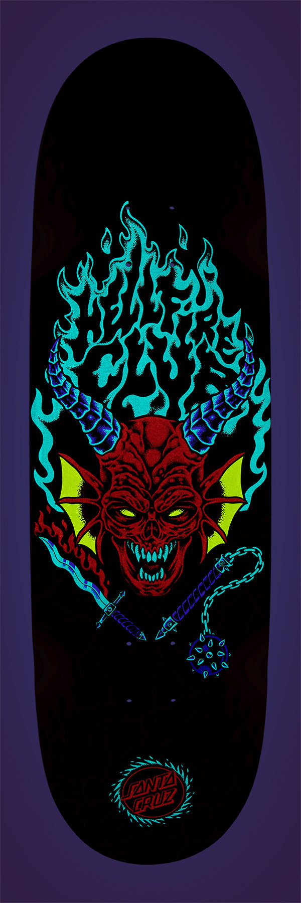 SANTA CRUZ x STRANGER THINGS HELLFIRE CLUB FLAMES 9" COMPLETE SKATEBOARD - X747X