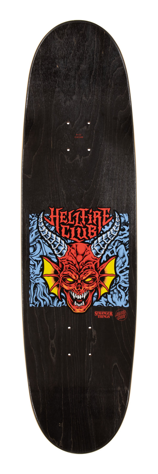 SANTA CRUZ x STRANGER THINGS HELLFIRE CLUB FLAMES 9" COMPLETE SKATEBOARD - X747X