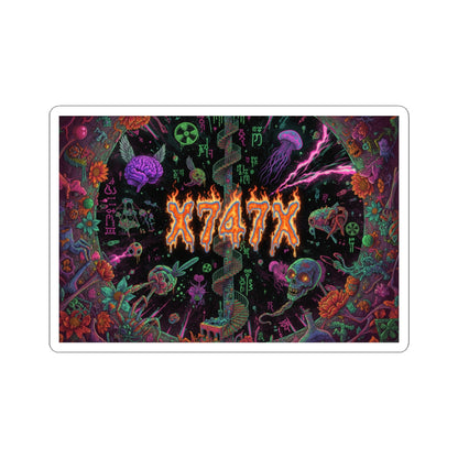 X747X Neon Horror Sticker