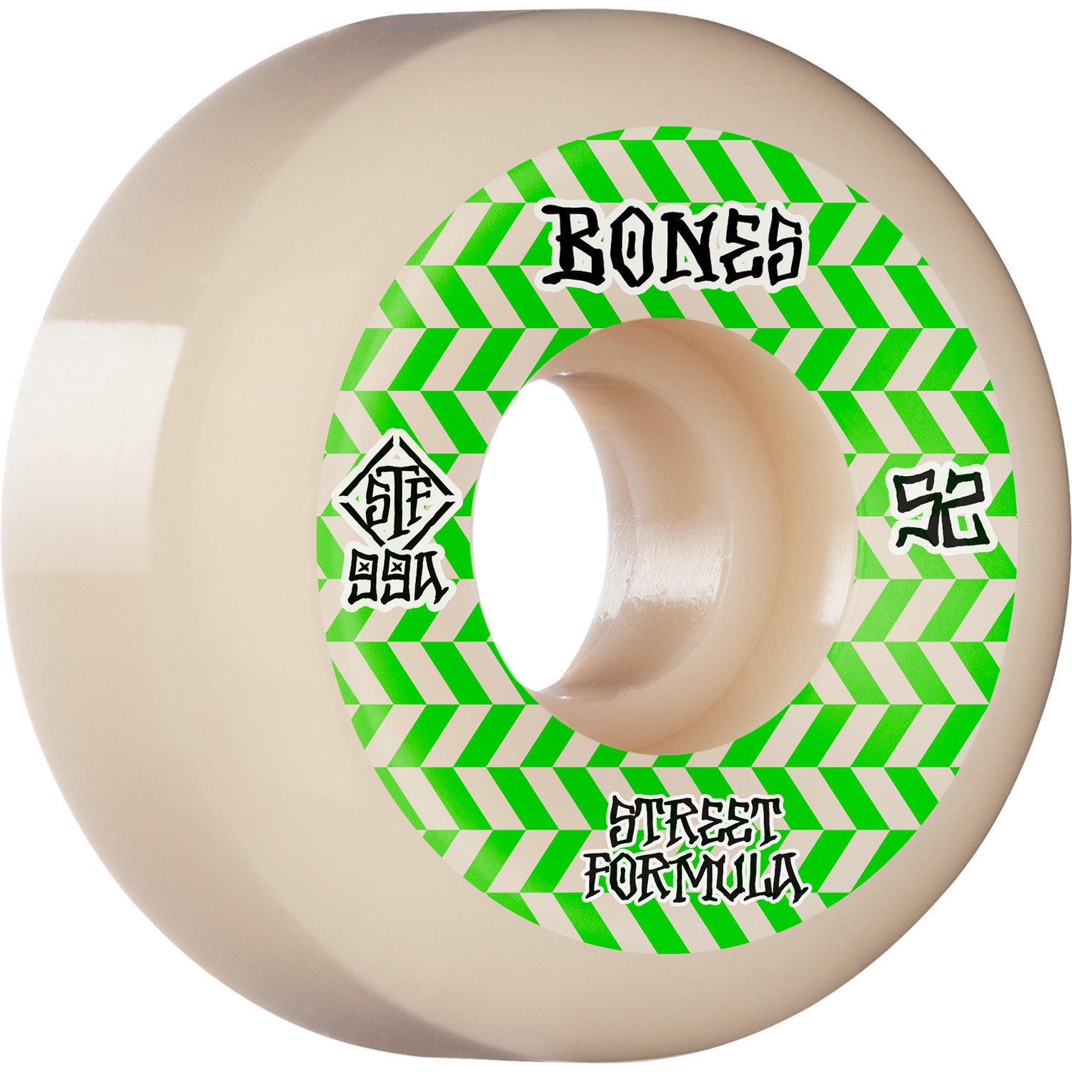 Bones STF Patterns V5 52mm 99a Wheels - White/Green (Set of 4) - X747X