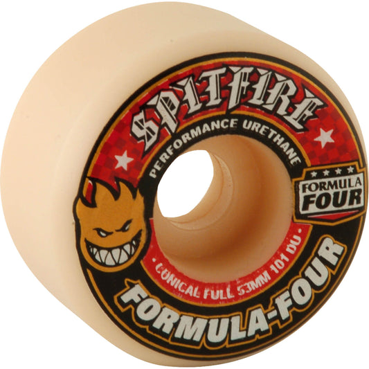 Spitfire Wheels F4 Conical Full 53mm 101a - White/Red (Set of 4)