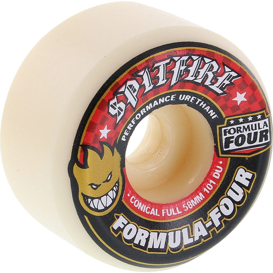 Spitfire Wheels F4 Conical Full 58mm 101a - White/Red (Set of 4)