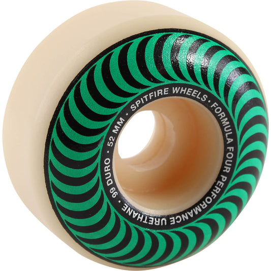 Spitfire Wheels F4 Classic Swirl 52mm 99a - White/Green (Set of 4)