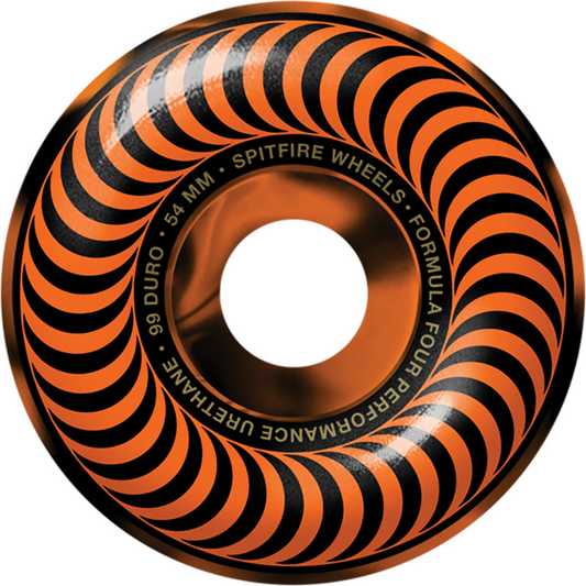 Spitfire Wheels F4 Classic Swirl 54mm 99a - Black/Orange (Set of 4)