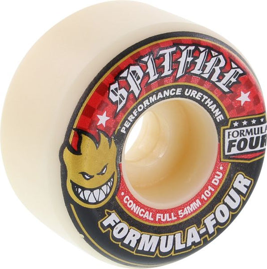 Spitfire Wheels F4 Conical Full 54mm 101a - White/Red (Set of 4)