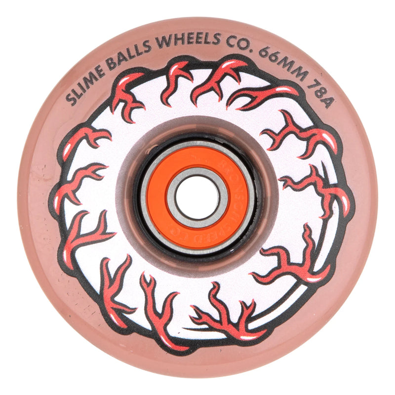 Slime Balls Pink Eyes Light Ups OG Slime Wheels 66mm 78a - Trans Pink (Set of 4) - X747X
