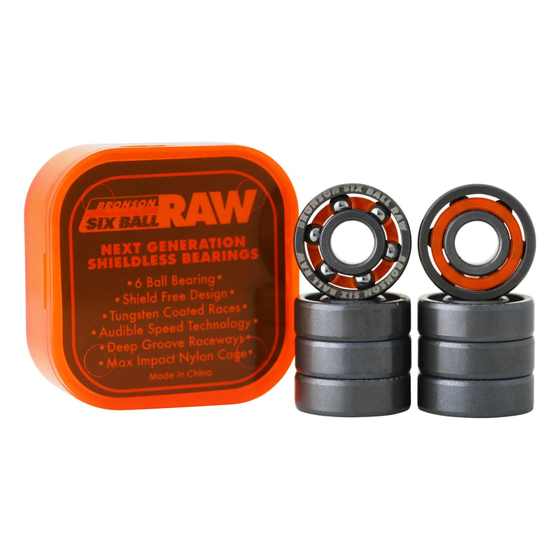 Bronson 6-Ball Raw Skateboard Bearings (8 Pack) - X747X