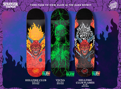 SANTA CRUZ x STRANGER THINGS HELLFIRE CLUB FLAMES 9" COMPLETE SKATEBOARD - X747X