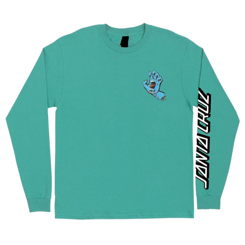 Santa Cruz Screaming Hand Long Sleeve Mens T-Shirt - Celadon - X747X