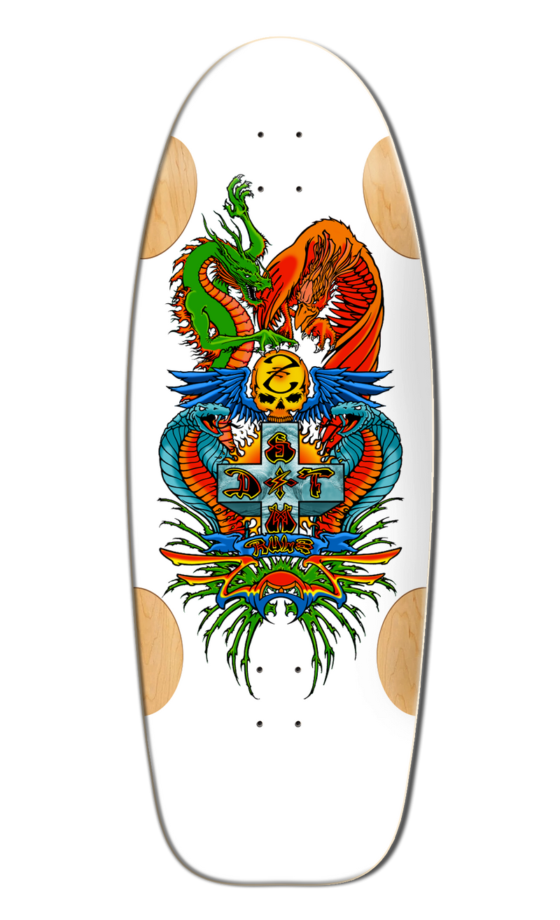 BullDog Designs "Dragon" 11.875" White Formica Skateboard Deck - X747X
