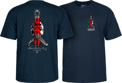 Powell Peralta Skull & Nunchucks Bruce Lee Collab T-shirt - Navy - X747X