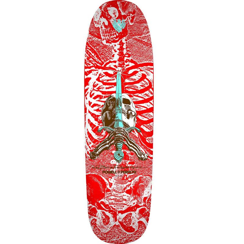 Powell Peralta Rodriguez Skull and Sword 5 Flight Skateboard Deck - 9.265″ Red/White - X747X