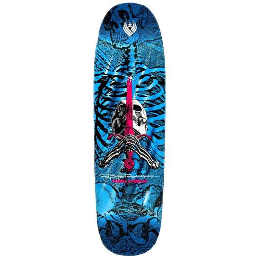 Powell Peralta Rodriguez Skull and Sword Flight Skateboard Deck - 9.265″ Blue Foil