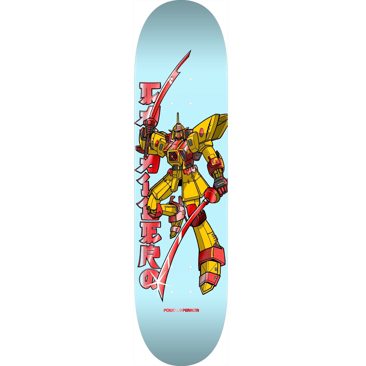 Powell Peralta Steve Caballero Gundam Flight Skateboard Deck - 8.5″ Light Blue/Red Foil **PRE-ORDER**