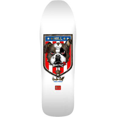 Powell Peralta Frankie Hill Bulldog Reissue Skateboard Deck - 10″ White/Gold Foil - X747X