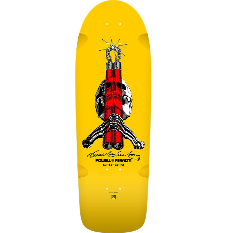 Powell Peralta Skull & Nunchucks Bruce Lee Skateboard Deck - 10″ Yellow - X747X