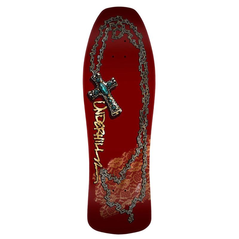 Powell Peralta OG Ray Underhill Chain & Cross Skateboard Deck - 10.0" Burgundy/Gold Foil - X747X