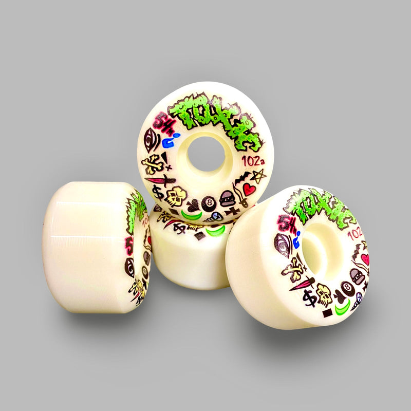 Toxic Team VERY HARD WHITE Wheels 54mm/102a - X747X