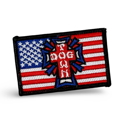 Dogtown USA Flag Embroidered Patch 3” - X747X