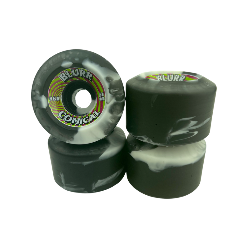 VISION Blurr 60mm 96A Swirl Black/White Skateboard Wheels - X747X