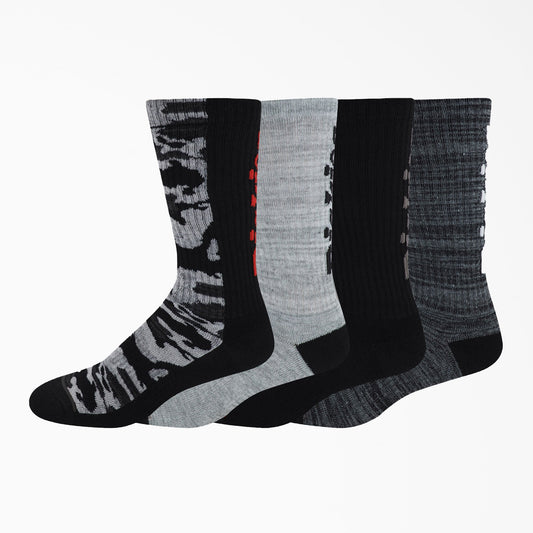 Dickies Logo Crew Socks -  Black Gray Marled