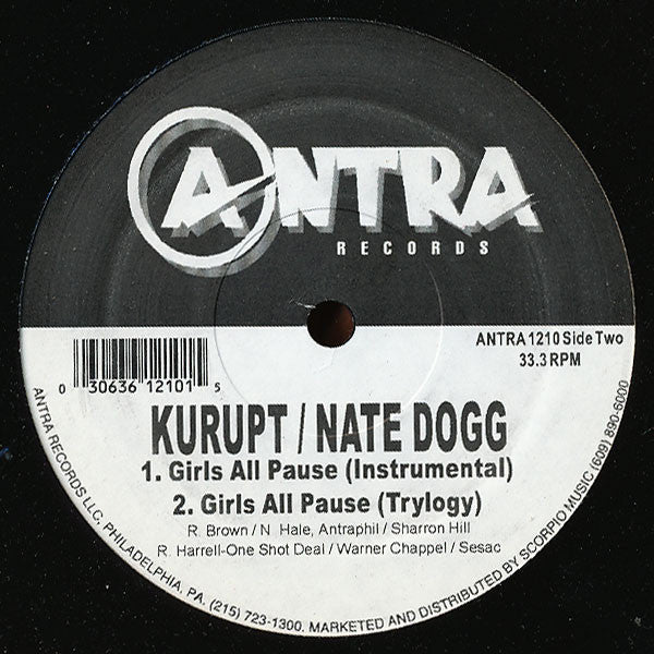 Kurupt w/ Nate Dog ‎– Girls All Pause 12" Vinyl LP Record - X747X