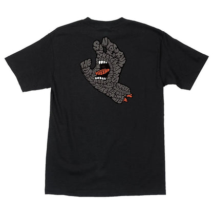 Santa Cruz Letter Hand Short Sleeve Mens T-Shirt - Black