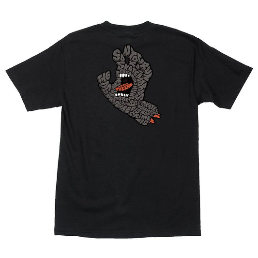 Santa Cruz Letter Hand Short Sleeve Mens T-Shirt - Black