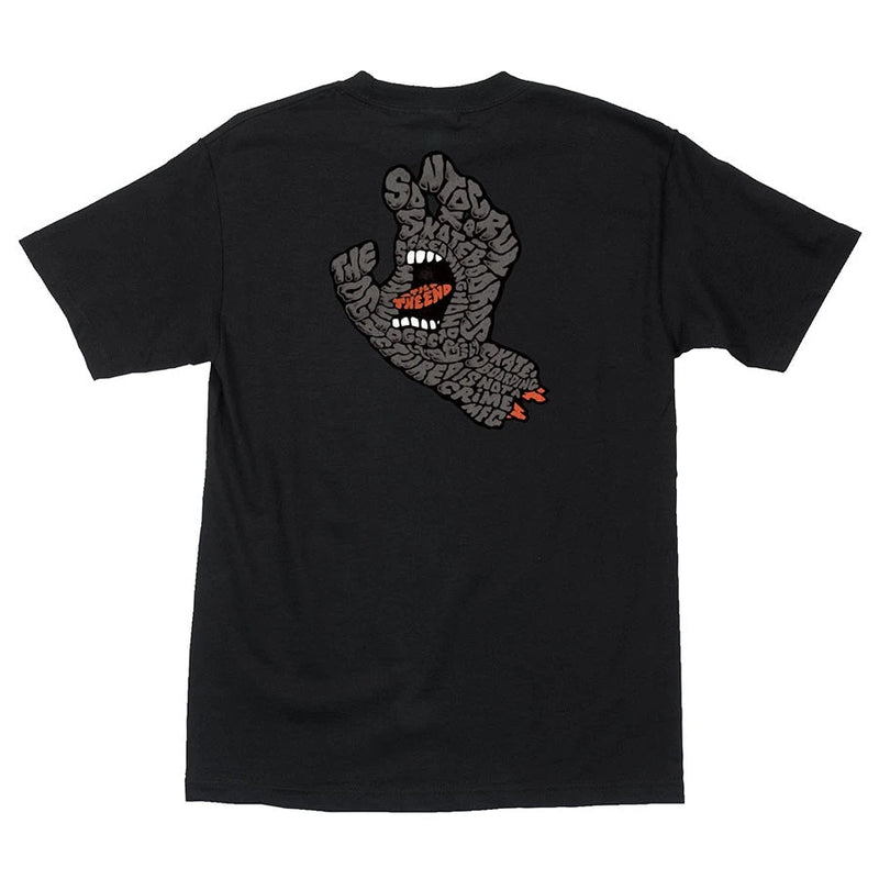 Santa Cruz Letter Hand Short Sleeve Mens T-Shirt - Black - X747X
