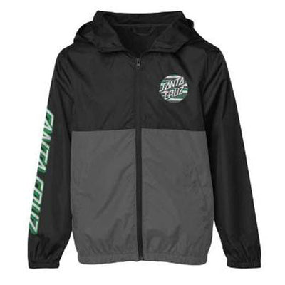 Santa Cruz Strip Stripe Dot Hooded Windbreaker Youth Jacket- Black/Graphite - X747X